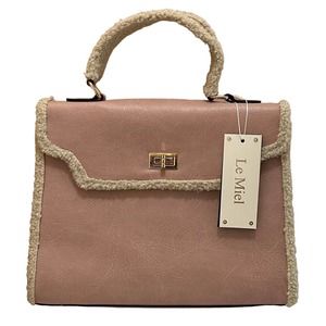 Le Miel Blush Pink Vegan With Sherpa Detail Hand/Crossbody